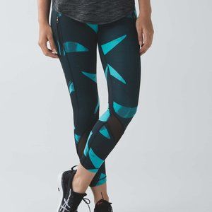 EUC Lululemon Inspire Tight II *Mesh teal black 4